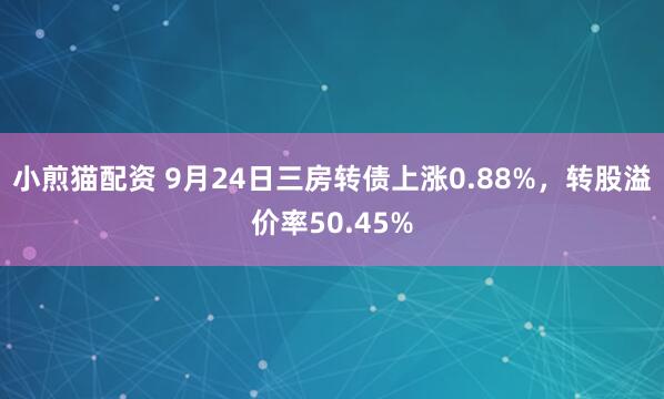 小煎猫配资 9月24日三房转债上涨0.88%，转股溢价率50.45%